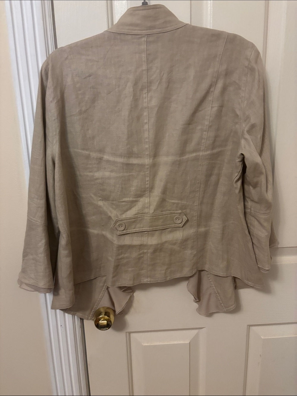 Multiples Taupe Ruffle-Trim Button Front Jacket - Picture 5 of 6
